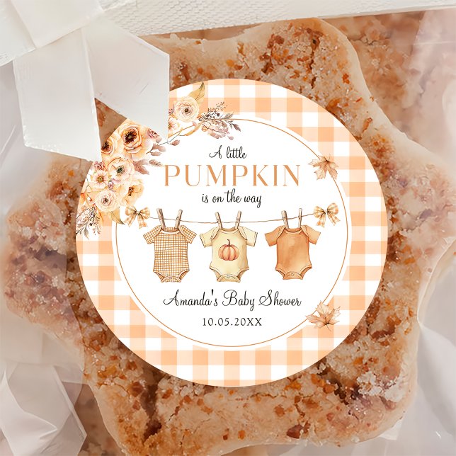 Floral ein wenig Pumpkin Baby Duschkleber Runder Aufkleber (Von Creator hochgeladen)