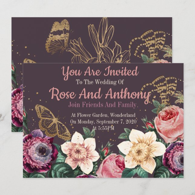 floral einladung (Vorne/Hinten)