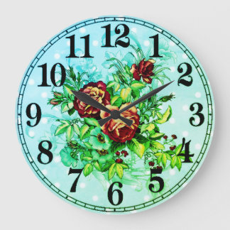 Floral Elegance 10.75" Round Acrylic Wall Clock Große Wanduhr