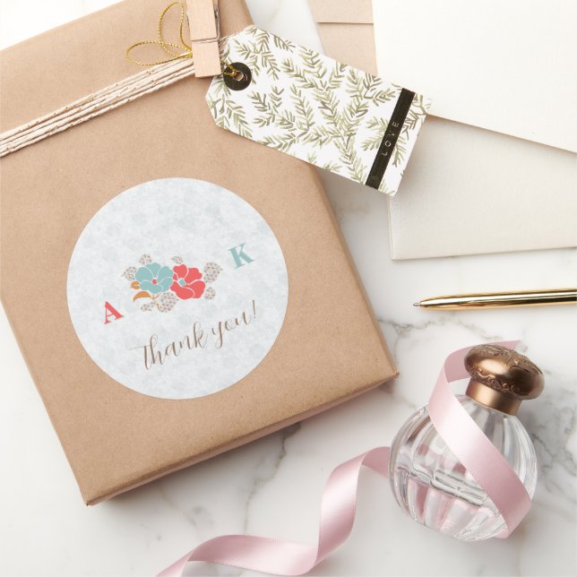 "Floral Elegance" Collection Runder Aufkleber (Schenken)
