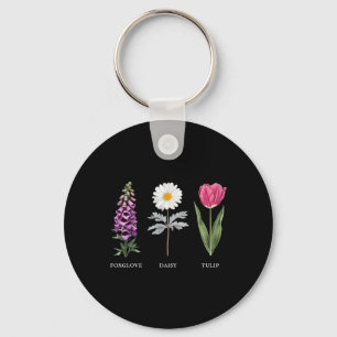 Floral Elegance Foxglove Daisy Tulip Design Schlüsselanhänger