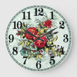 Floral Elegance Round Acrylic Wall Clock Große Wanduhr
