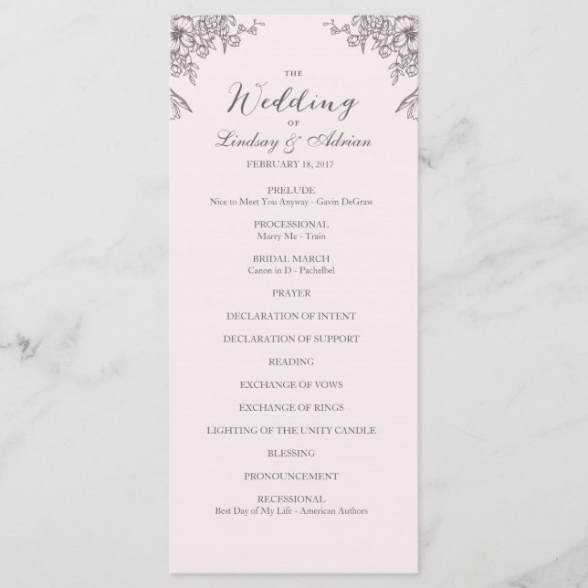 Floral Elegance Wedding Programme (Devant)