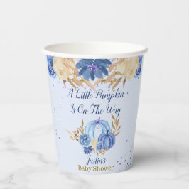Floral Elegant Blue Pumpkin Baby Shower Pappbecher