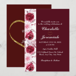 Floral Elegant Blush Pink Burgundy Script Hochzeit Einladung