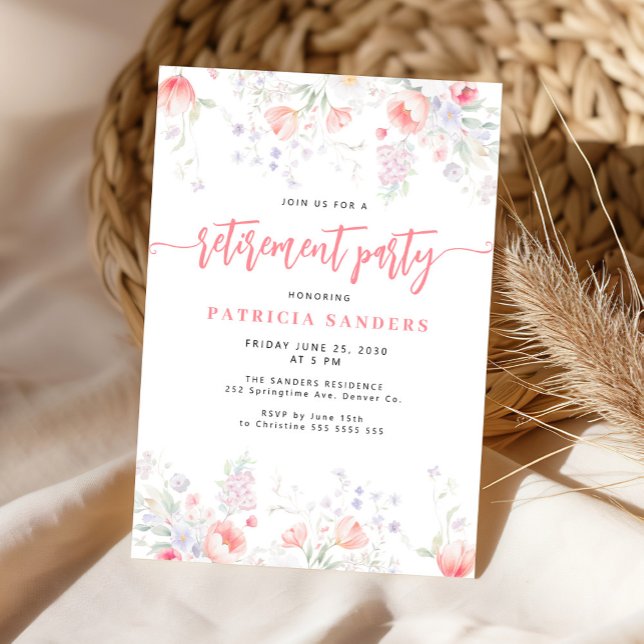 Floral elegant blush pink retirement party einladung (Von Creator hochgeladen)