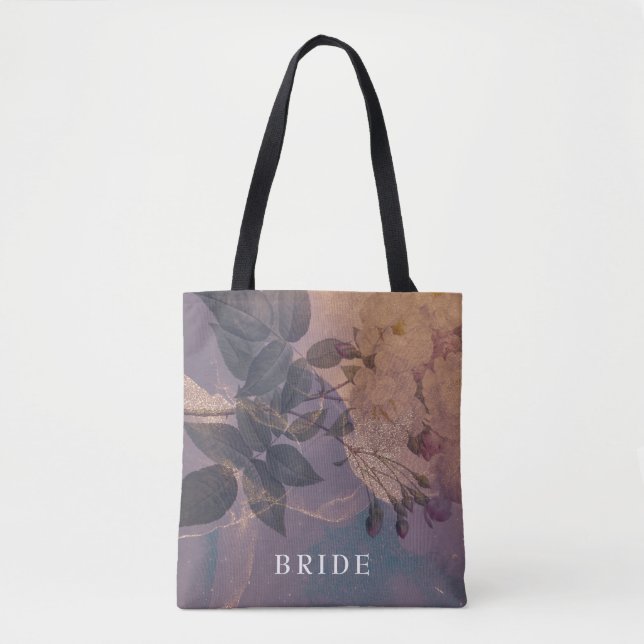 Floral Elegant Boho Lila Fantasiebraut zu sein Tasche (Vorderseite)