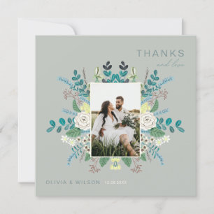Floral Elegant Boho Photo Carte de remerciements