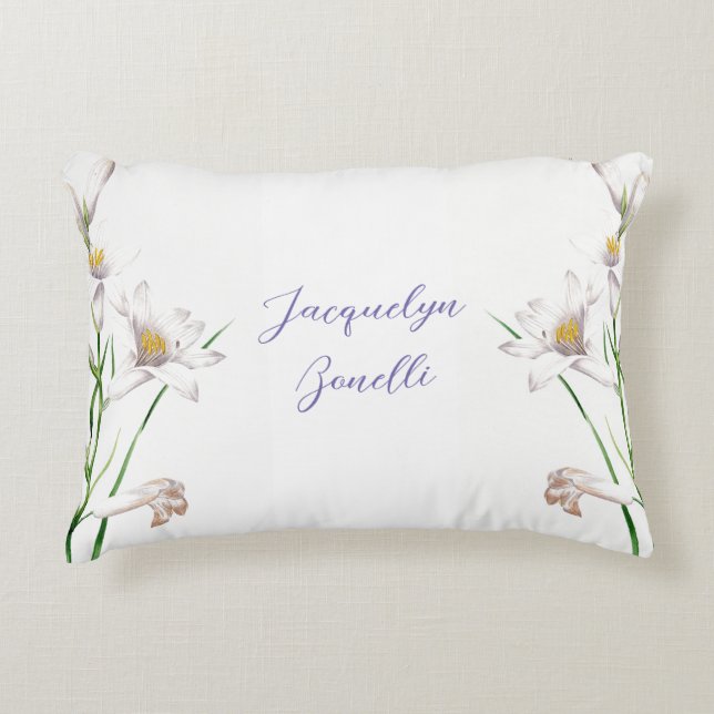 Floral Elegant Chic Niedliche Kalligrafie Name Dekokissen (Vorderseite)