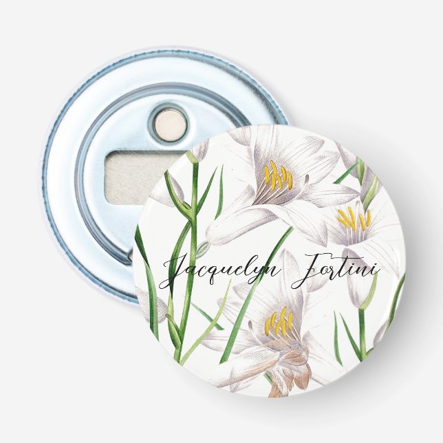 Floral Elegant Chic Niedliche Kalligrafie Name Flaschenöffner (Vorderseite)