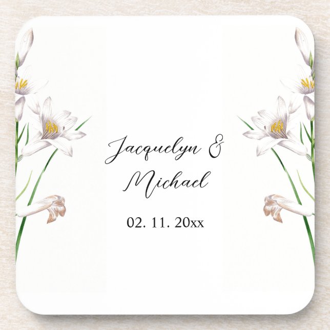 Floral Elegant Chic Niedliche Kalligrafie Name Getränkeuntersetzer (Vorderseite)