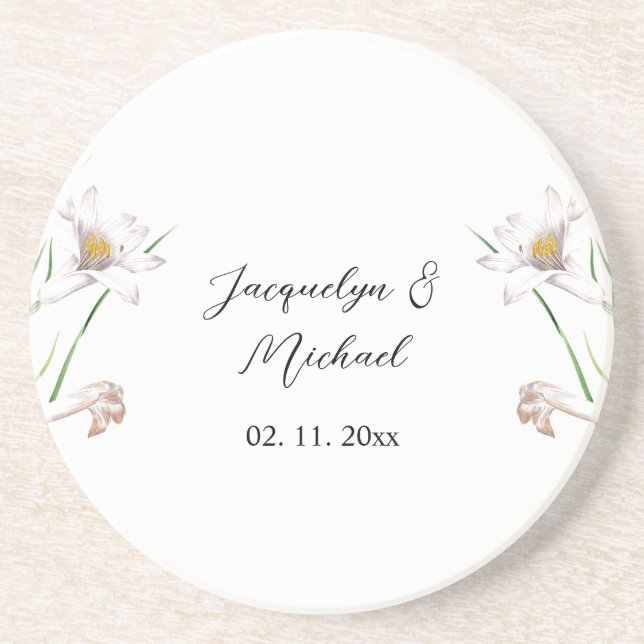 Floral Elegant Chic Niedliche Kalligrafie Name Getränkeuntersetzer (Vorne)