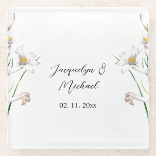 Floral Elegant Chic Niedliche Kalligrafie Name Glasuntersetzer