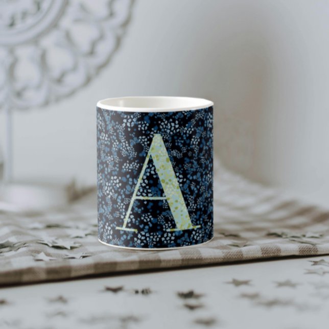 Floral Elegant Class Monogram A blue w/Phrase Kaffeetasse (Von Creator hochgeladen)