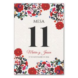 Floral Elegant Colorful Fiesta Spanish Wedding Tischnummer