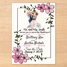 Floral Elegant Couple Wedding Invitation