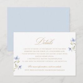 Floral Elegant Dusty Blue Gold Hochzeiten Details Einladung