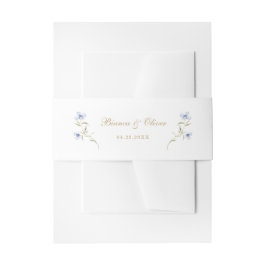 Floral Elegant Dusty Blue Wildblumen Hochzeit Einladungsbanderole