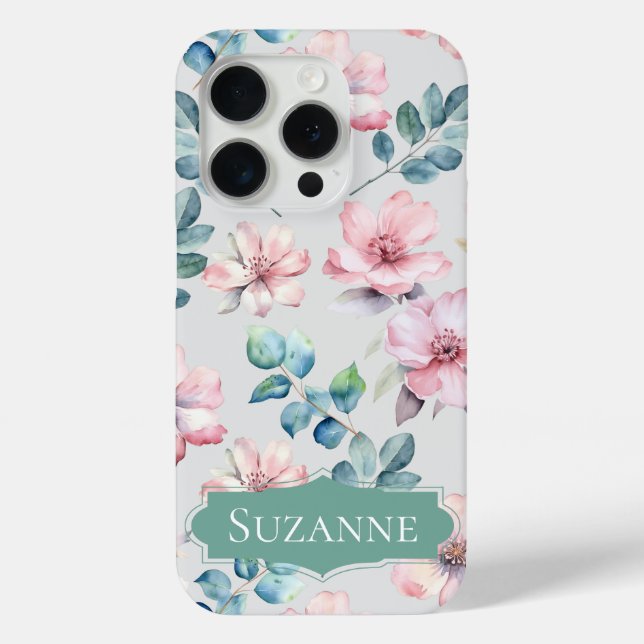 Floral Élégant gris clair iPhone / coque ipad (Verso)