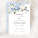 Floral Elegant Hydrangea Grüne Hochzeit Einladung<br><div class="desc">Blumenelegant Hydrangea Hochzeitseinladung. Blumenweiße Hydrangea Eukalyptus Grüne Hochzeitsvorlage</div>
