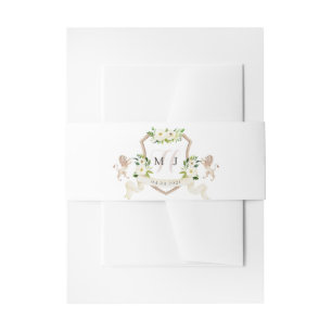 Floral Elegant Ivory Beige Wappen Lion Wedding Einladungsbanderole