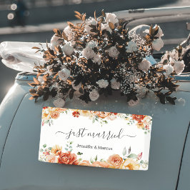 Floral Elegant Just Married Car Banner