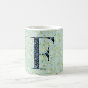 Floral Elegant Klasse Monogram F blau mit einer Ph Kaffeetasse