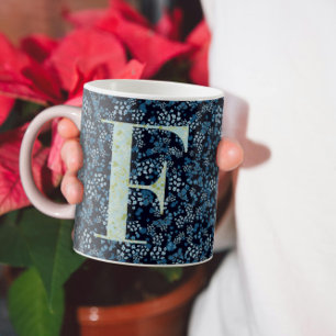 Floral Elegant Klasse Monogram F blau mit einer Ph Kaffeetasse