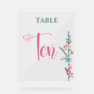 Floral Elegant Love Mariage Numéro de table TEN