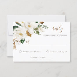 Floral Elegant Magnolia Blush Neutral Wedding RSVP Einladung