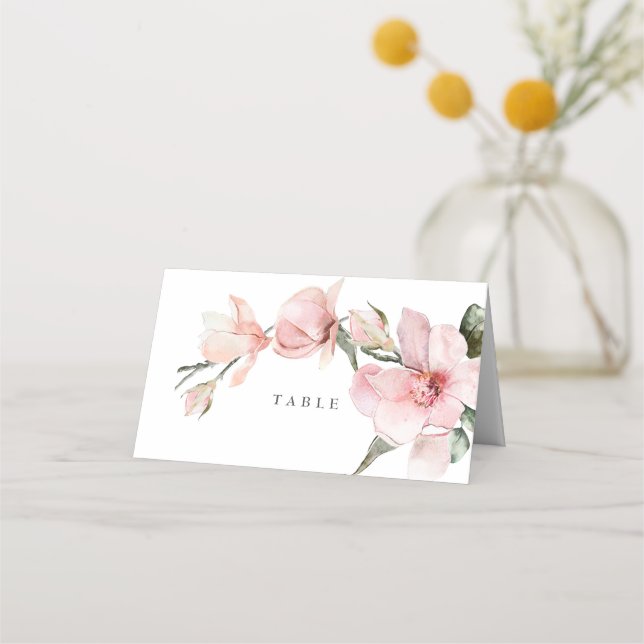 Floral Elegant Magnolia Hochzeitstisch Platzkarte (Vorderseite)