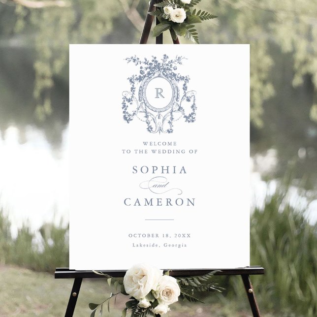 Floral Elegant Rose Crest Affiche de bienvenue (Créateur téléchargé)