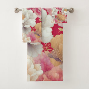 Floral elegant rot badhandtuch set