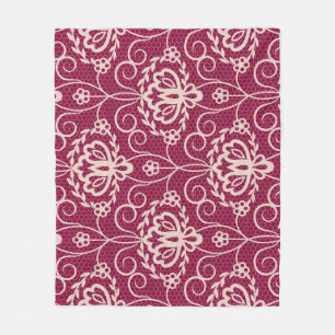 Floral Elegant: Rotlichtmuster Fleecedecke