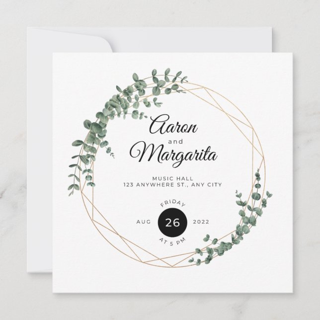 Floral Elegant Simple Wedding Invitation Card Einladung (Vorderseite)
