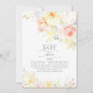 Floral Elegant Soft Summer Baby Dusche Einladung