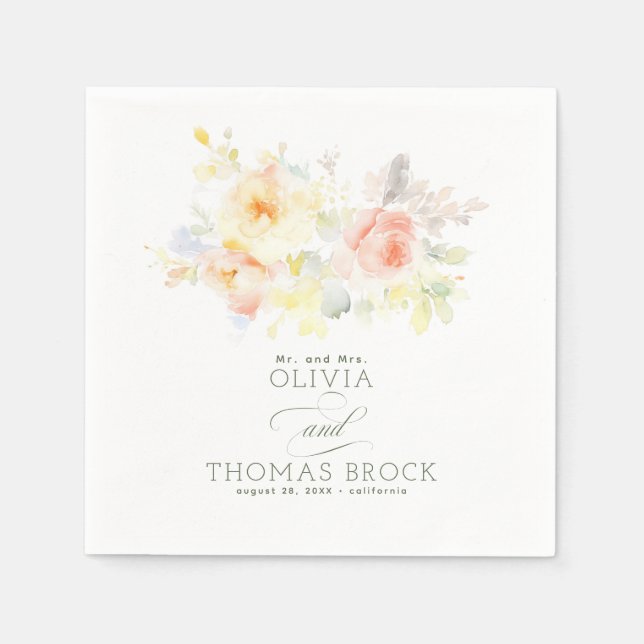 Floral Elegant Summer Wedding Serviette (Vorderseite)