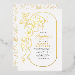 Floral Elegant Taufe Gold Folieneinladung