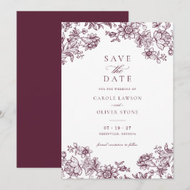 Floral Elegant Vintag Burgundy Save the Date Einladung