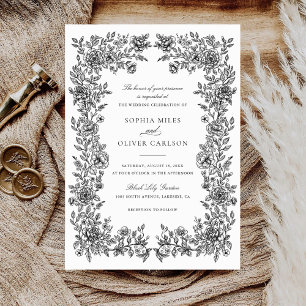 Floral Elegant Vintage Frame Faire-part de mariage