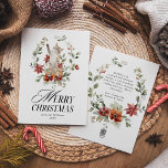 Floral Elegant Watercolor Cat Frohe Weihnachten<br><div class="desc">Winter Wonderla Elegante Wasserfarbe Weihnachten Weihnachtskarte</div>