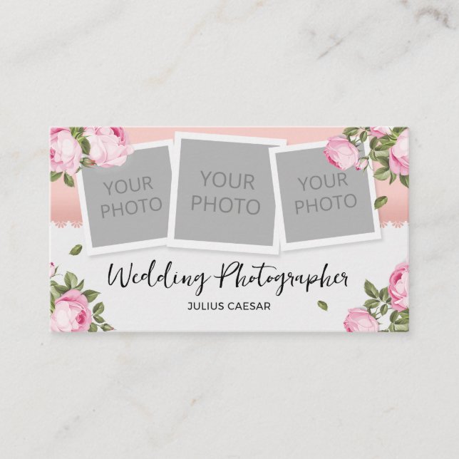 Floral Elegant Wedding Fotograf Visitenkarte (Vorderseite)
