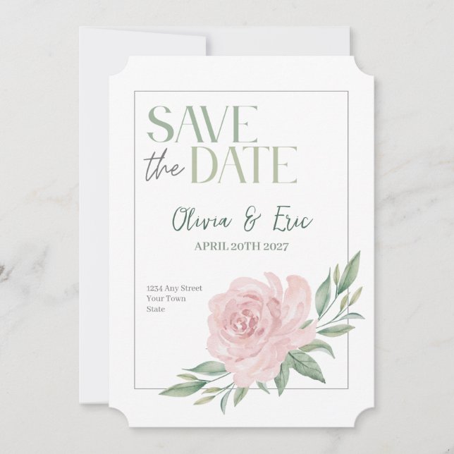 Floral Elegant Wedding Save The Date Card (Vorderseite)