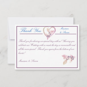 Floral Elegant White and Mauve Wedding Dankeskarte