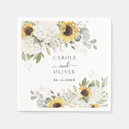 Floral Elegant White Hydrangea Sonnenblumen Hochze Serviette