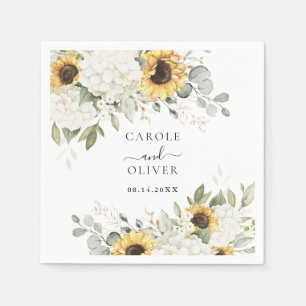 Floral Elegant White Hydrangea Sonnenblumen Hochze Serviette
