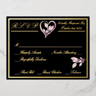Floral Elegant White Wedding RSVP Gold Folie Einladungspostkarte