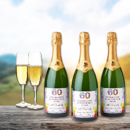 Floral elegante 60. Geburtstagsflasche Blume 60 Ja