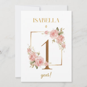 Floral Elegante First Year Baby Milestone Card Einladung