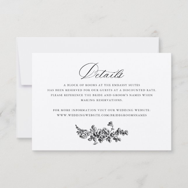 Floral Elegante französische Rose Kraft Wedding De Einladung (Vorderseite)